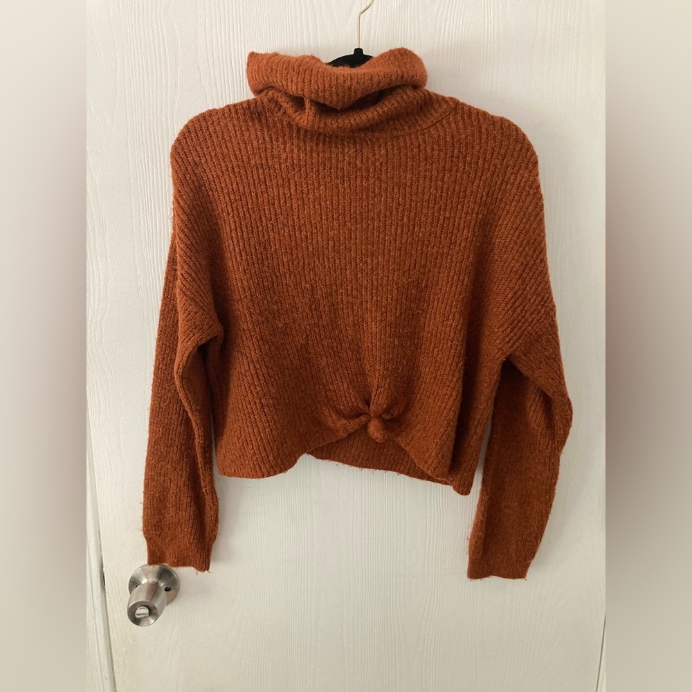 Freshman Turtle Neck Brown Knit Tie Sweater